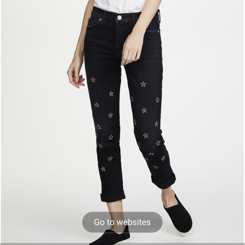 Hudson crop riley relaxed Straight myth Jeans Black women size 26 New